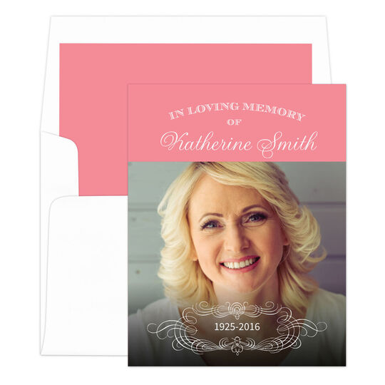Coral Loving Memory Photo Sympathy Cards